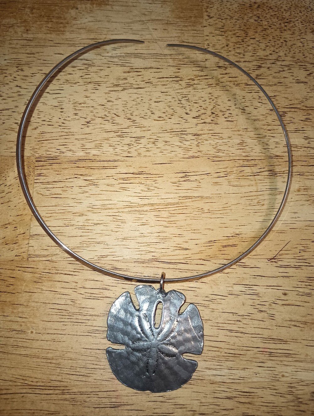Vintage Pewter Sand Dollar Pendant Choker